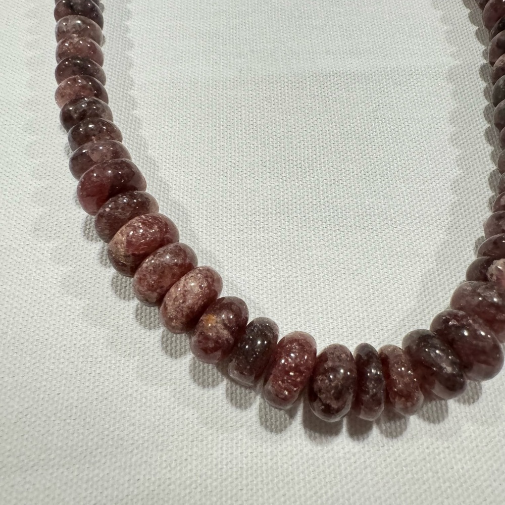 Strawberry Quartz rondelle beads necklace